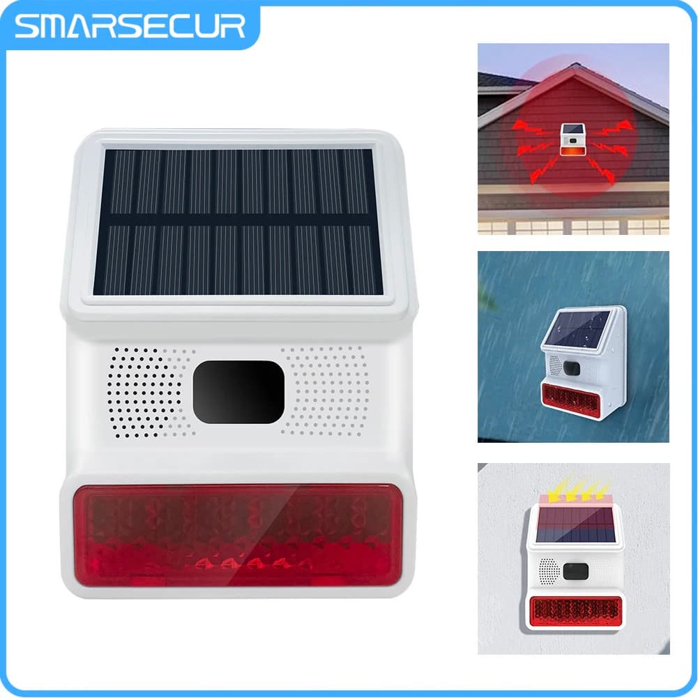 433MHZ Wireless Solar SIren Sound Light Flash Alarm Outdoor Alarm Horn for PGST GSM Home Security Alarm System