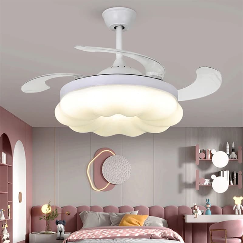OUFULA Modern Stealth Fan Light LED Living room Restaurant Bedroom Children's room Ceiling Fan Light Remote Electric Fan Light