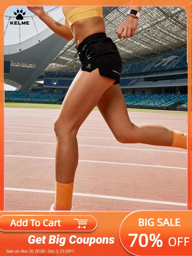 Kelme Men's Running Shorts Moisture Wicking Quick-drying Pants Marathon Training Shorts Outdoor Sports Woven Shorts