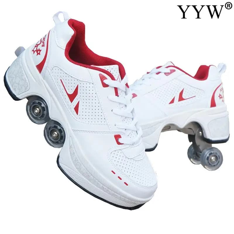 2025 Deform Wheel Skates Roller Skate Shoes With 4-Wheel Casual Deformation Parkour Runaway Sneakers Adult Children Rounds Walk