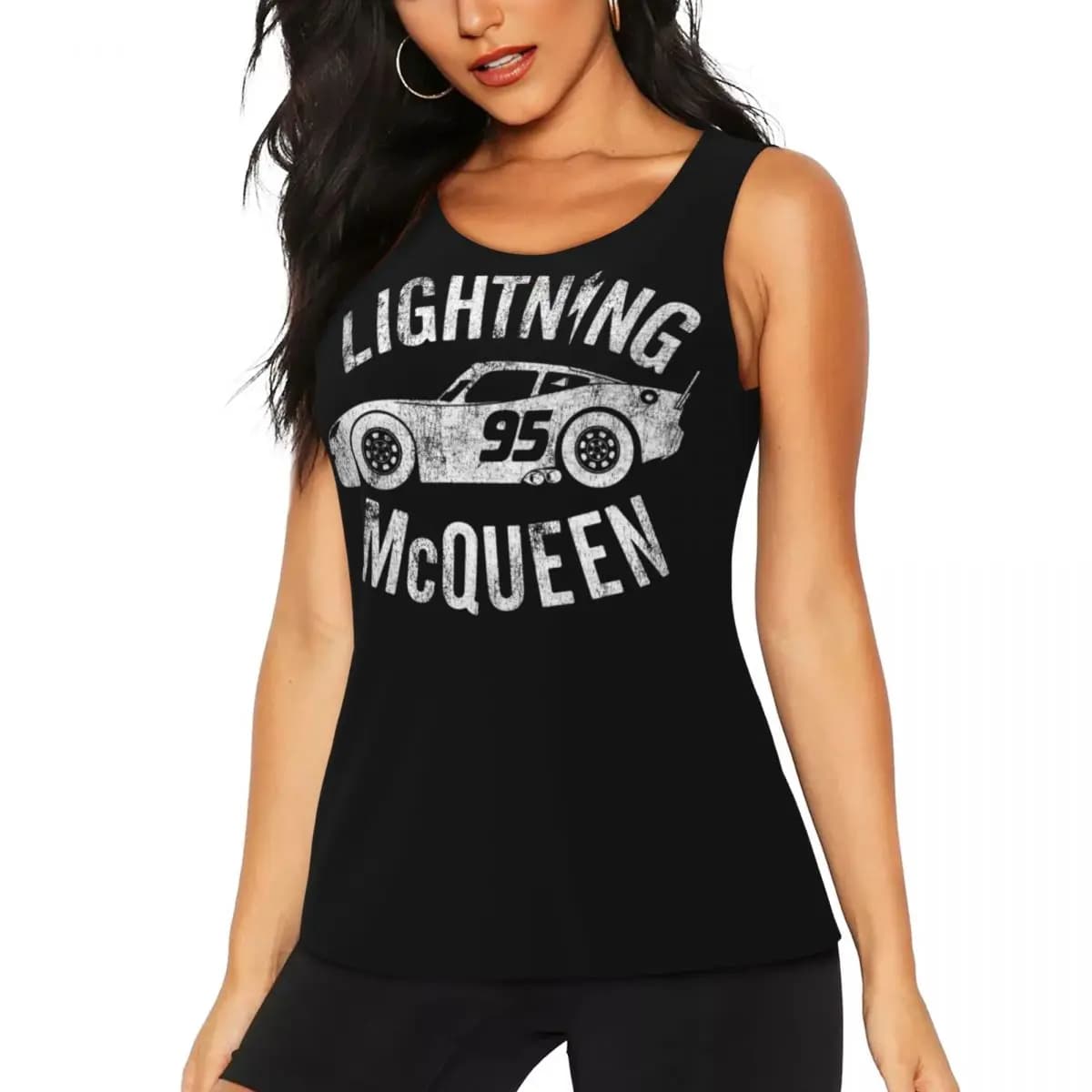 Custom Lightning McQueen Workout Tank Tops for Women Quick Dry Sleeveless Speed Racing Car Yoga Shirts