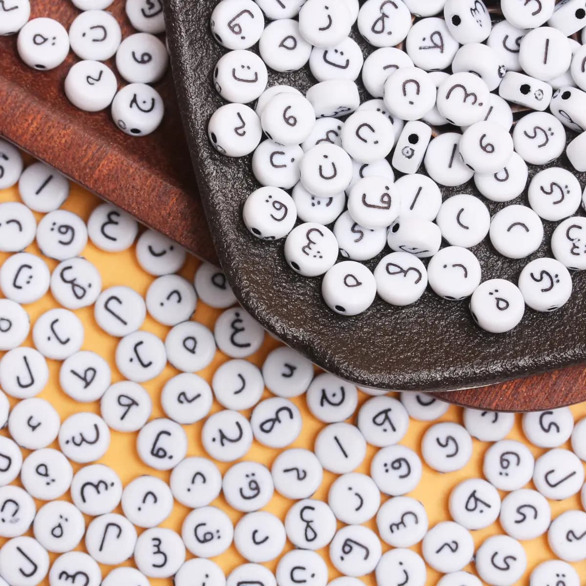 50Pcs/set 6.5mm Random Mix Acrylic Round  Arabic Letter Beads Handmade DIY Bracelet Necklace Jewelry Accessories