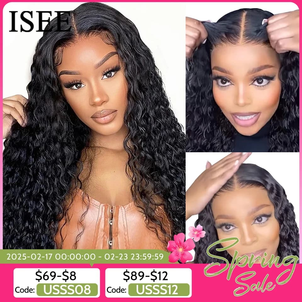 Wear Go Wig ISEE Hair Mongolian Water Wave 6x4 Glueless Preplucked Human Wigs Ready To Go Pre Cut Lace Easy Install HD Lace Wigs