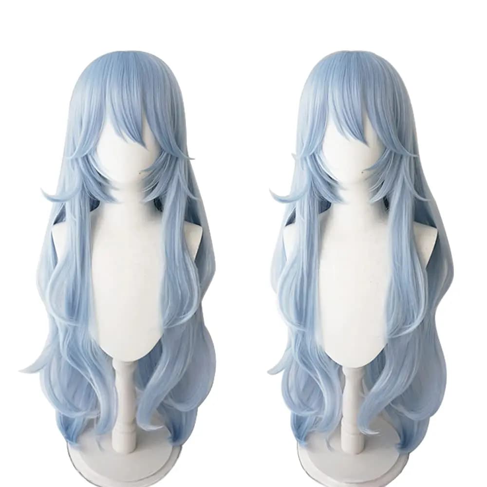 Rei Ayanami Anime Wig Costume Character Long Wavy Light Blue Party Cosplay Wig Synthetic Hair