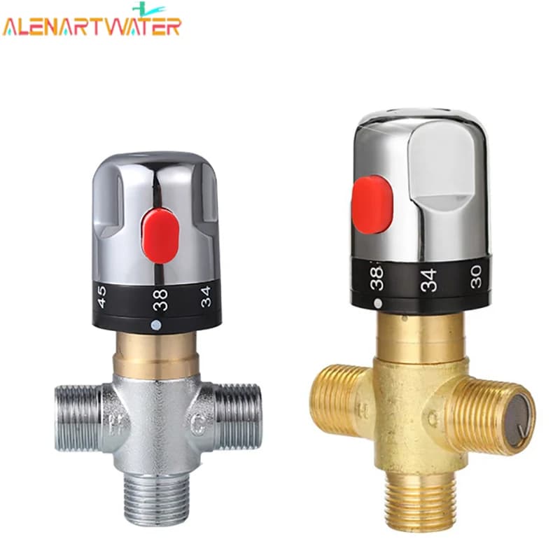 Brass Thermostatic Mixing Valve Constant Water Temperature Shower Faucet Valve Thermostat Bathroom Kitchen Tap Valve