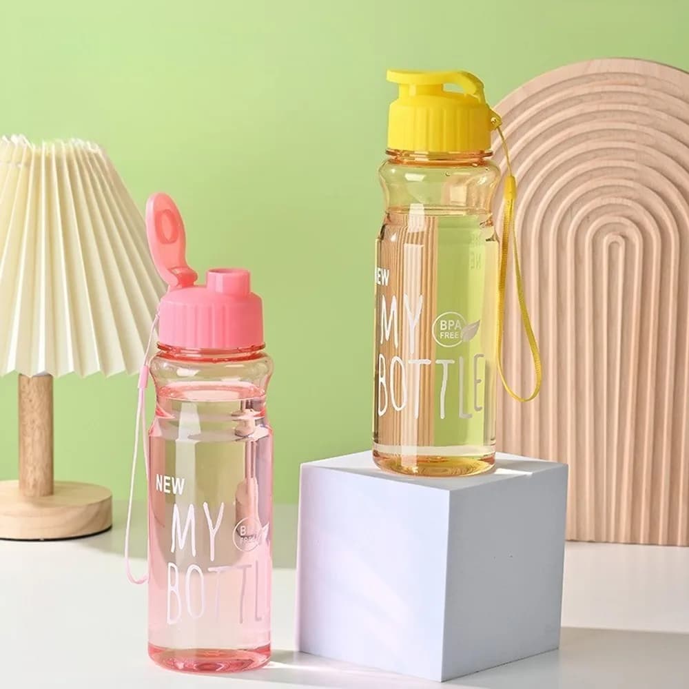 550ML Transparent Water Bottle Food Grade Portable Fitness Sports Water Bottle Tritan Material with Lanyard Outdoor Supplies