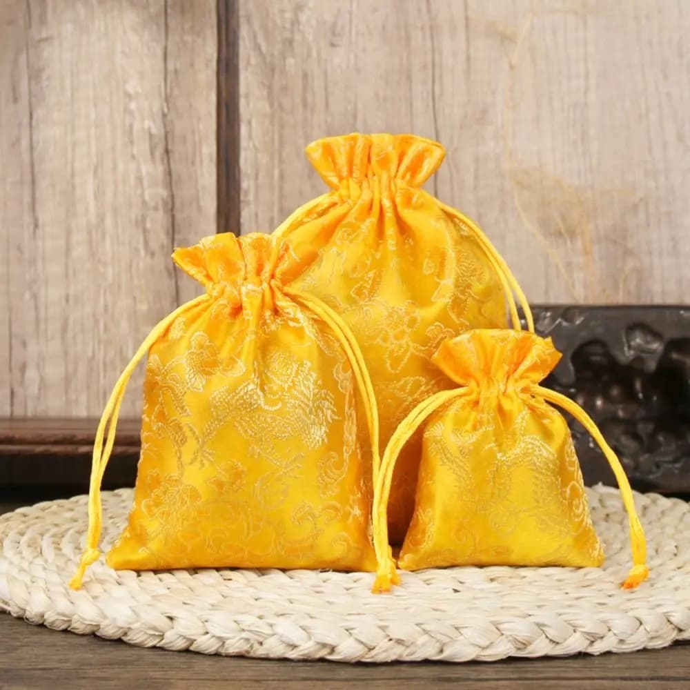 Dragon Embroidery Flower Drawstring Bag Chinese Style Storage Bag Canvas Flower Handbag Jewelry Packing Bag Bucket Bag