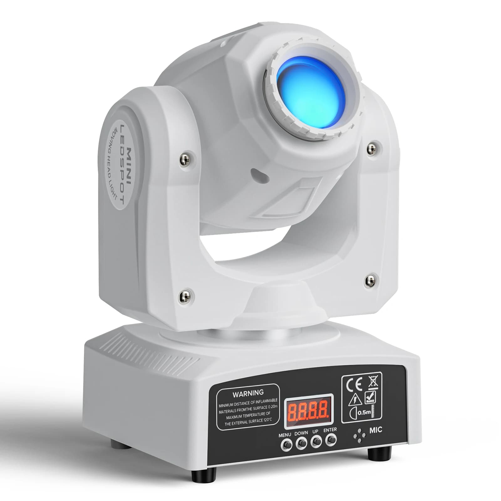 U'King Mini Spot Moving Head Light White 60W RGBW LED Gobos Beam Stage Light DMX512 Remote Control for Bar Party Disco Show