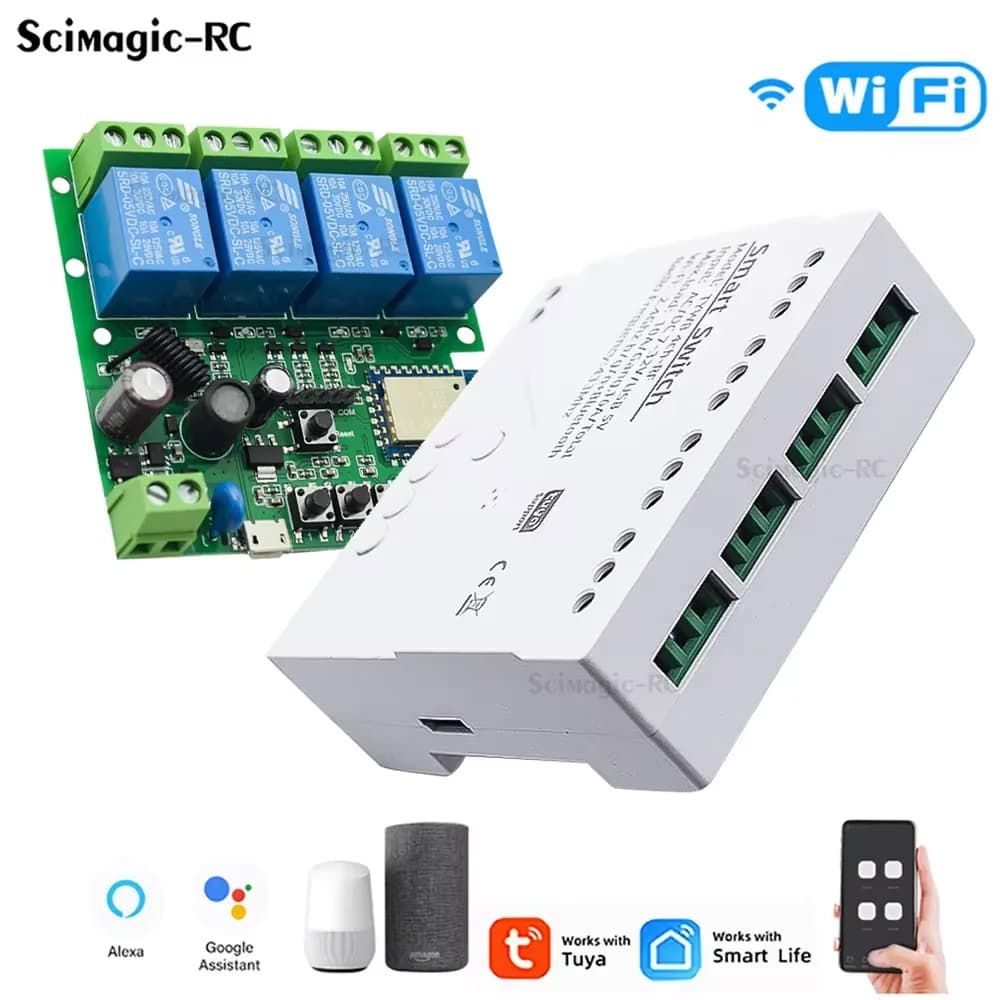 4CH Tuya Wifi Relay Smart Wireless 433 Remote Control Switch Module  7-32V 85-250V 220V 110V 2200W 10A DIY Light Motor Receiver