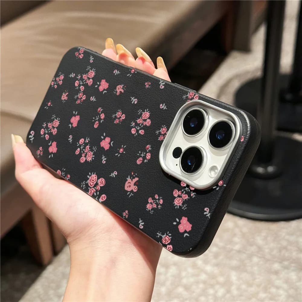 Rose Flowers Litchi Texture Leather Case For Samsung Galaxy S25 S24 Ultra S23 S22 Plus S21 FE A25 A35 A55 A34 A54 A33 A53 Cover