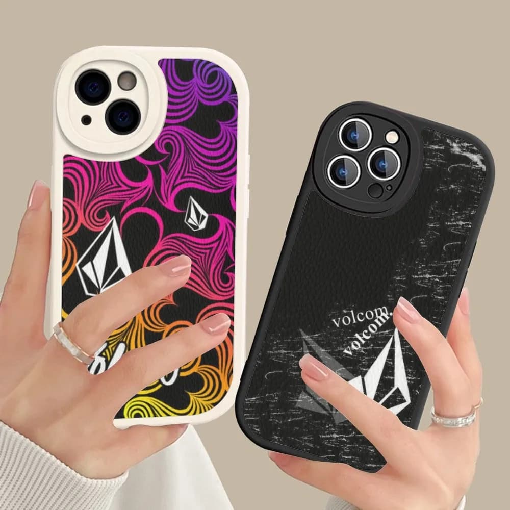 V-VolcomS-S Logo Phone Case Hard Leather For IPhone 16 15 14 13 12 Mini 11 14 Pro Max Xs X Xr 7 8 Plus Fundas