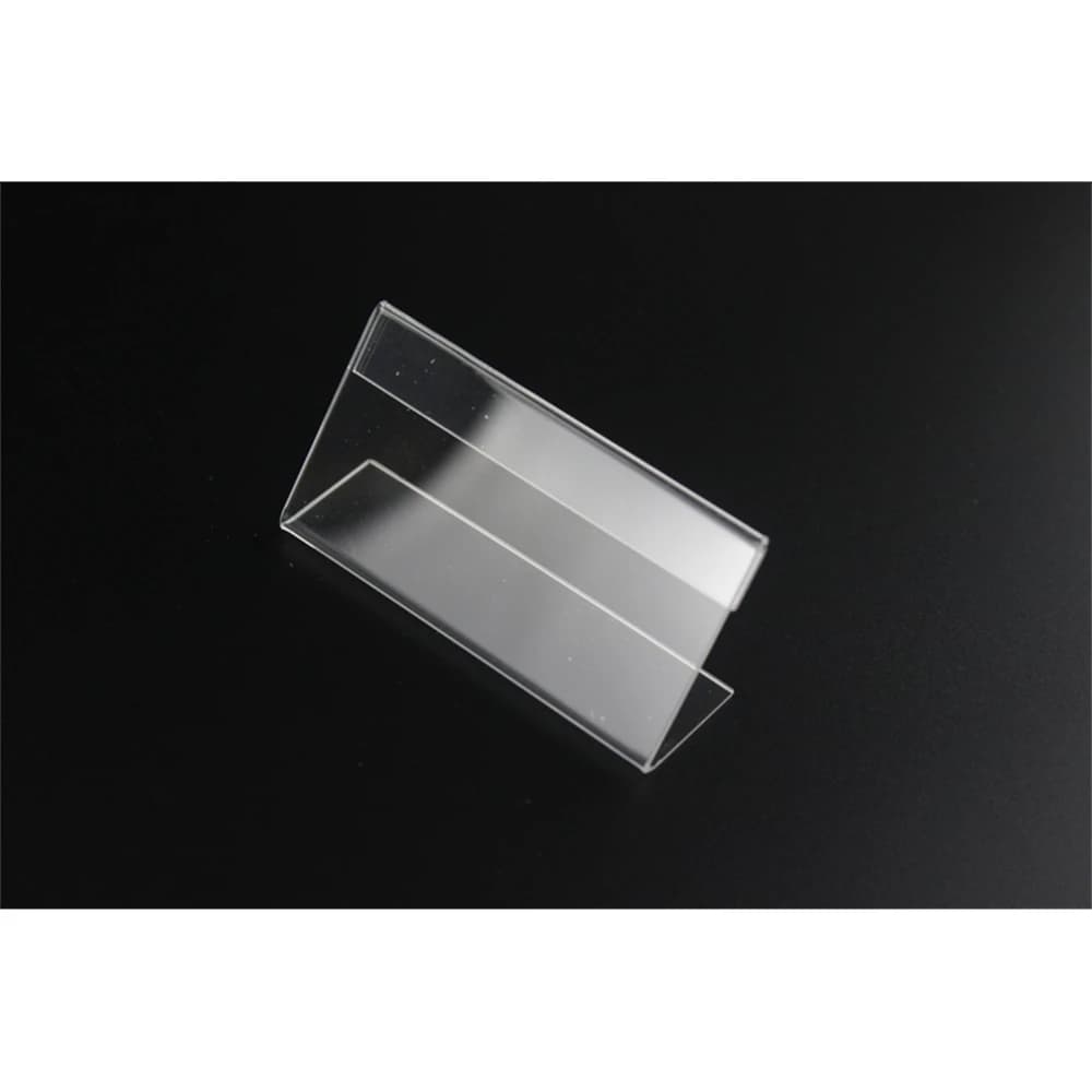 10*4cm 100 Pcs Clear Acrylic Sign Holder Price Tag Display Stand Table Name Card Stand Label Holder Price Tag Display Sleeve L