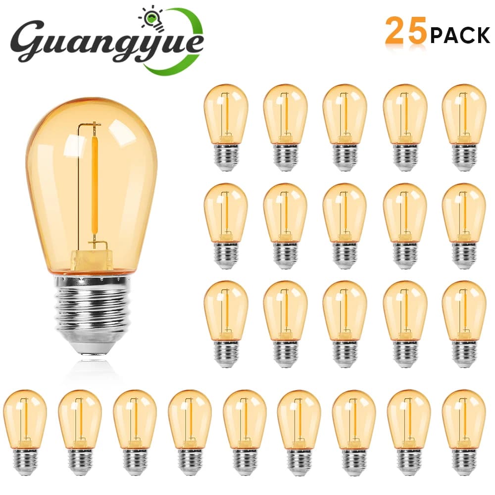 S14 Plastics Led Bulb E27 220V 110V Warm White 2W 1W Shatterproof Vintage Lamp Bulbs For String Light Outdoor Garden Decoration