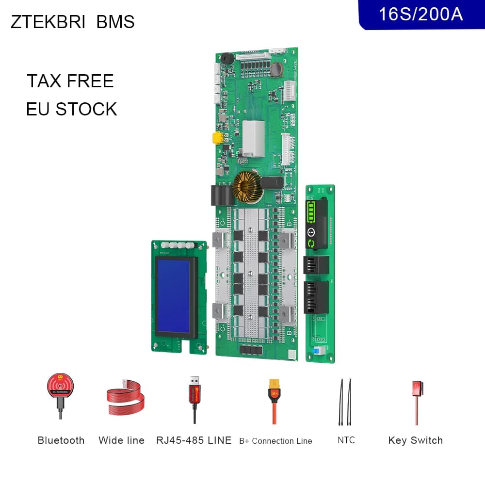 ZTEKBRI  Homehold  Lifepo4  RJ45 to USB Ada Battery Smart BMS  with LCD SCREEN ,WIFI USAGE  EU stock for 16S   200A