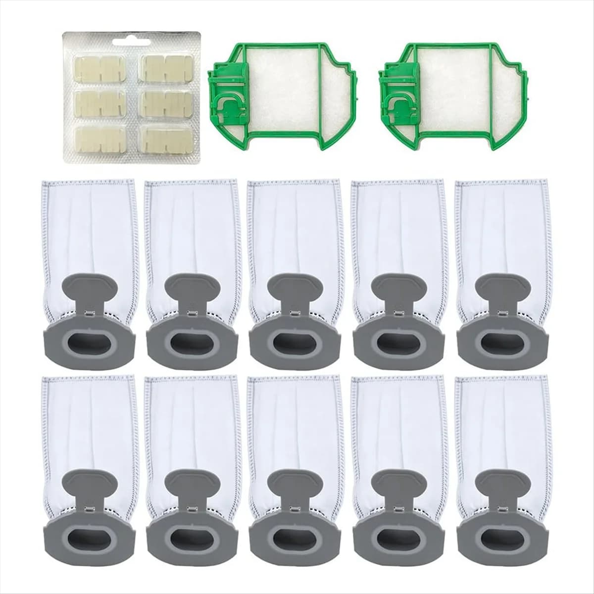 For Kobold VK7 FP7 Cordless Vacuum Cleaner, 10 Dust Bags, 2 Pre-Filters, 1 Fragrance Tablets/Sticks.