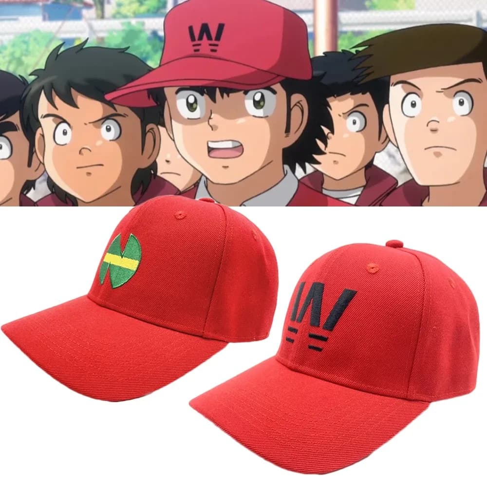 Anime Captain Tsubasa Team Logo Hat Wakabayashi Genzo Cosplay Unisex Embroidery Red Baseball Cap Sunhat Accessories Gift Prop