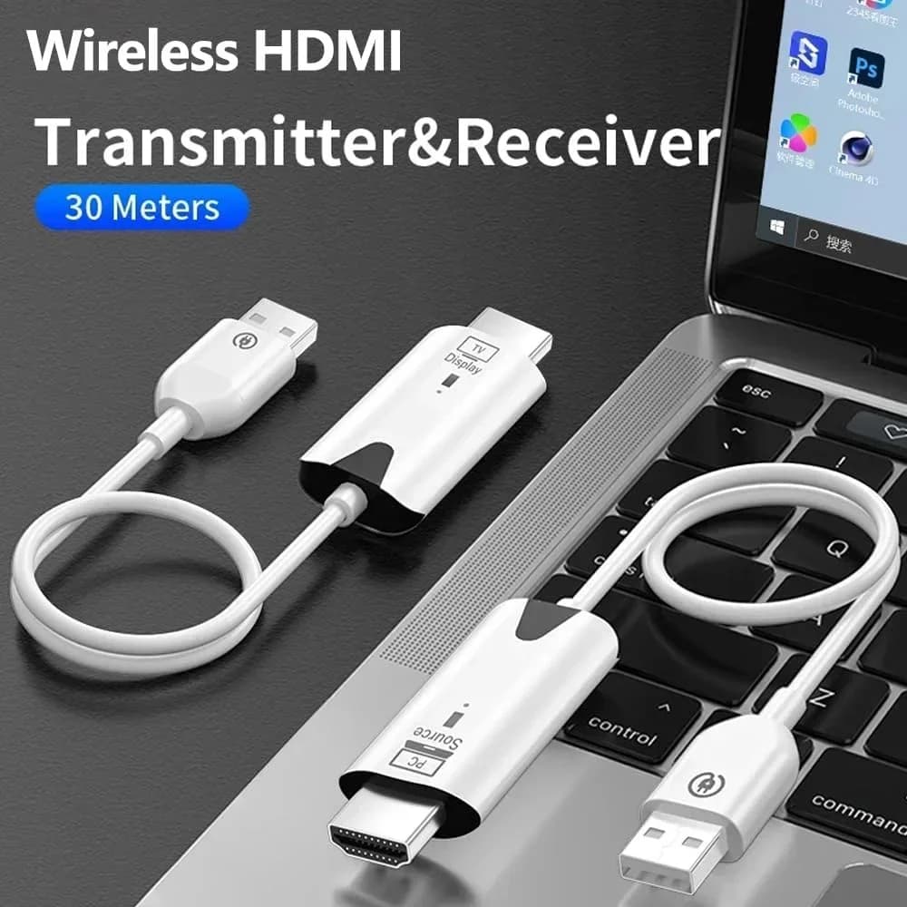 5.8G 1080P@60Hz Wireless HDMI Transmitter and Receiver Wireless HDMI Extender 50M Range Plug&Play for PC TV/Projector/Monitor
