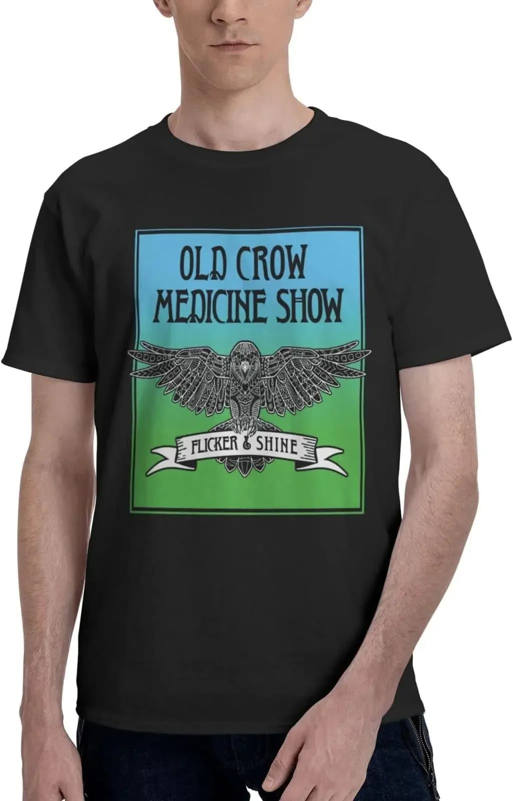 Old America Crow Music Medicine Band Show T Shirts Men Short Sleeve Tees High Quality 100%Cotton Short Sleeve