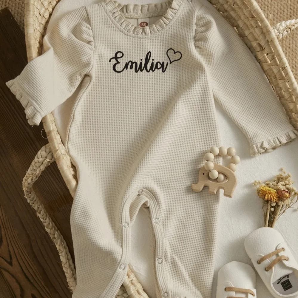 Personalized Toddler Newborn Infant Baby Girl Romper Custom Name Soft Clothing Ruffle Jumpsuit Fall Spring Playsuit