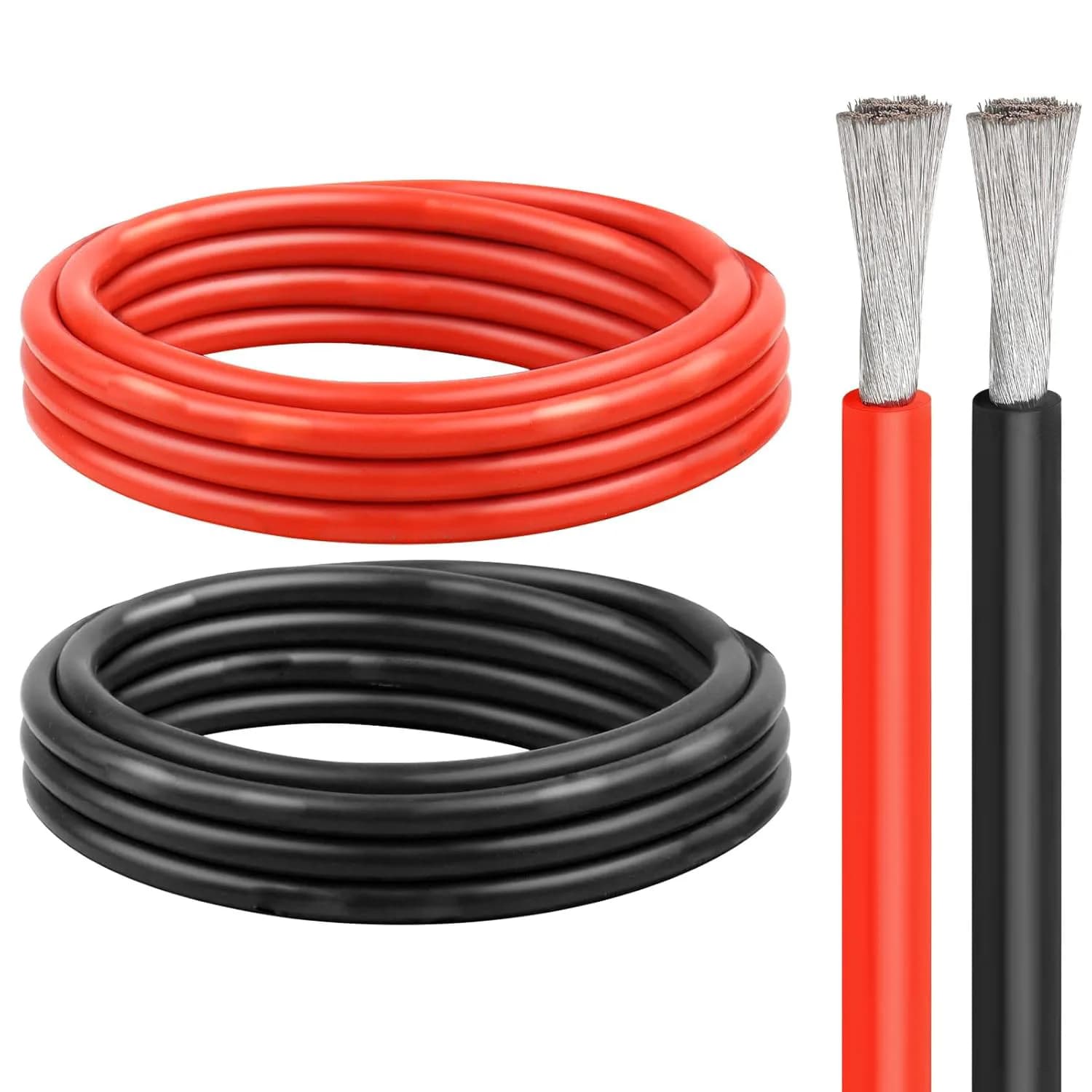 Heat Resistant Silicone Cable Solar Panel Electrical Wire Red Black 24 22 20 18 16 14 12 10 8 6 4 awg gauge for Car Auto Battery