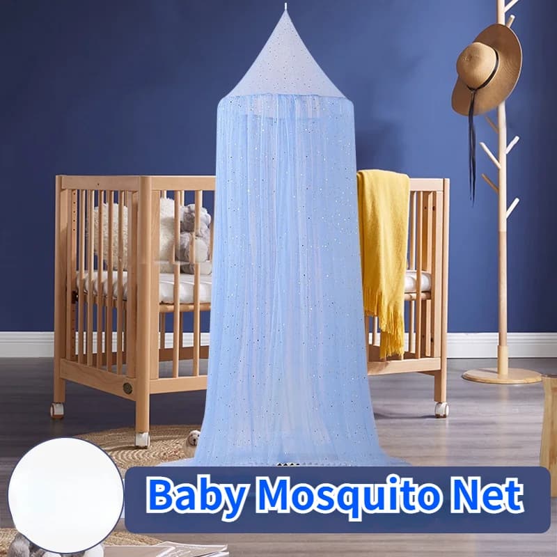 Baby Mosquito Net for Girls Boys Children Bed Canopy Sequined Star Mesh Princess Crib Hung Dome