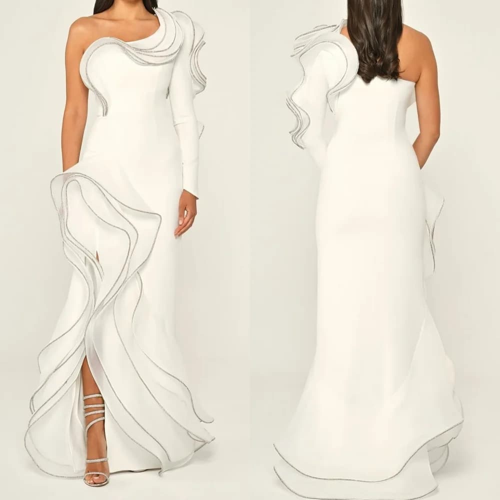 Customized Fashion Sizes Available Jersey Pleat Ruched Straight One-shoulder Long Dresses Bespoke Occasion Dresses Retro Sexy