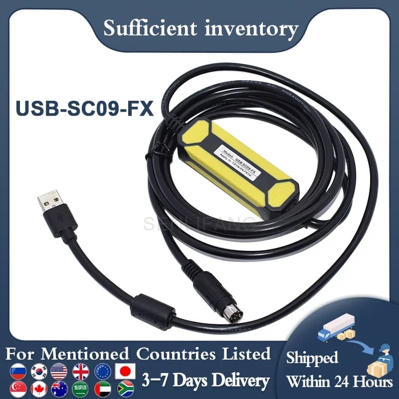 NEW USB-SC09-FX FX-USB-AW For Mitsubishi MELSEC FX Series PLC Programming Cable USB To RS422 Adapter Data Download Line