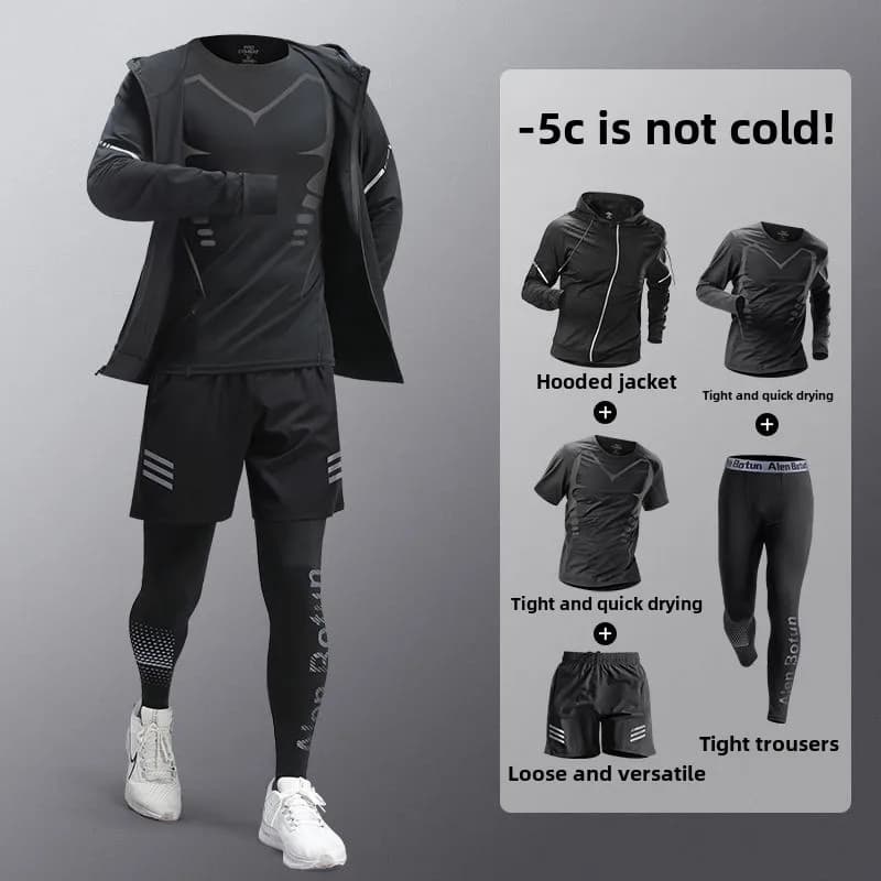 Men's Fitness Running Set Quick-Dry Clothes Professional Morning Runs Marathons Training Outdoor Activities Men's Sportswear Set