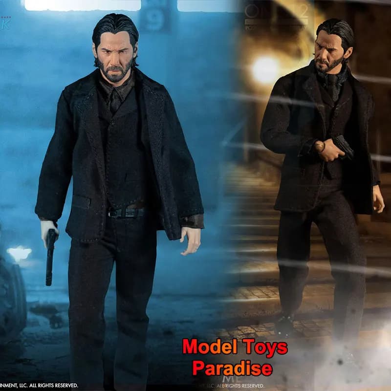 Mezco 1/12 Men Soldier Keanu Reeves Killer John Wick Black Clothes With Weapon Full Set 6'' Action Figure Collectible Fans Gifts
