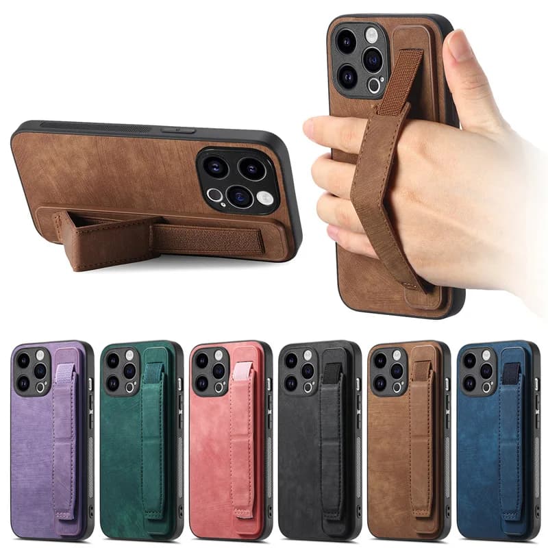 Wristband Case For OPPO A58 A57 A54 A53 A52 A38 A35 A33 A32 Luxury Leather Wrist Strap Shockproof Anti Drop Back Cover Funda