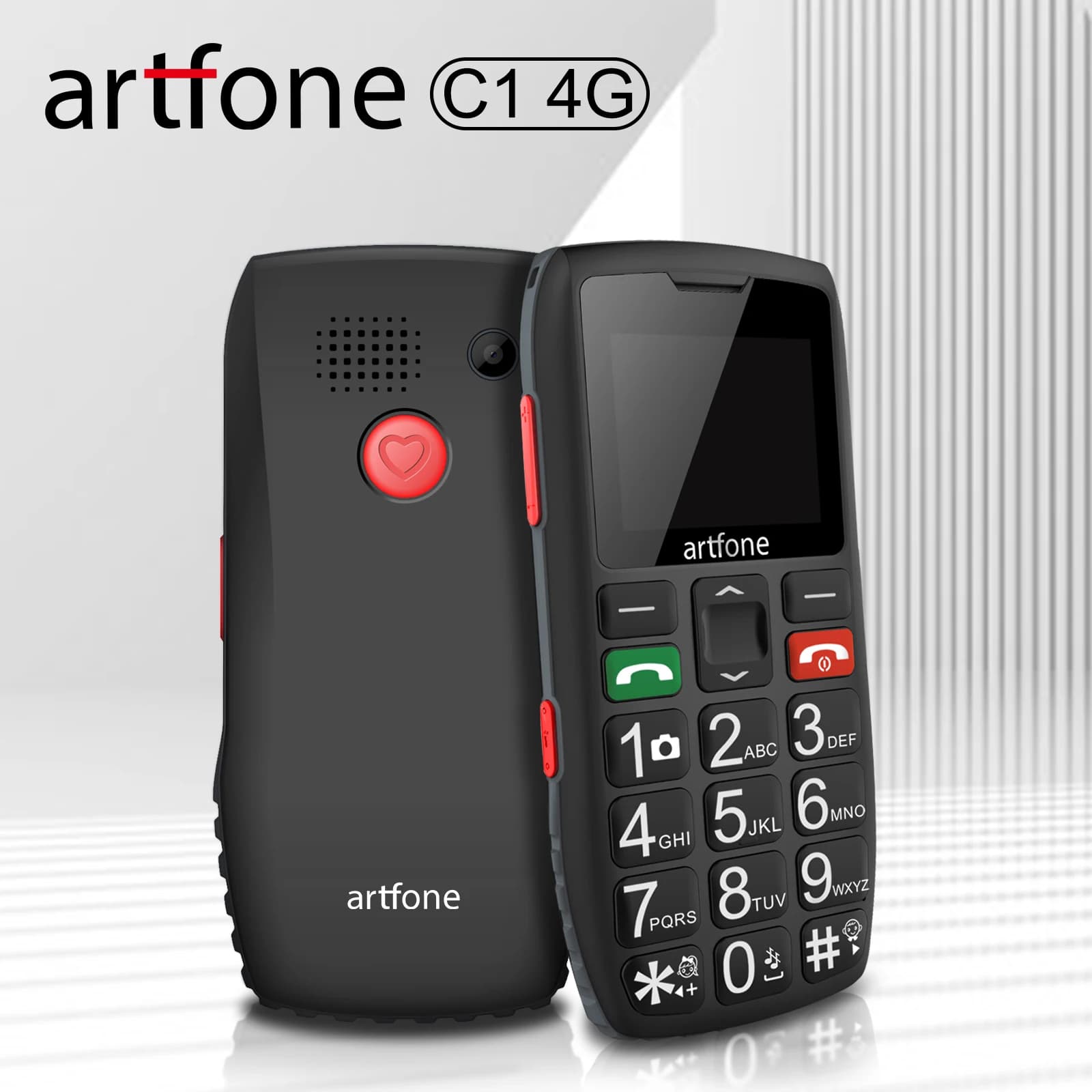 Artfone-C1 4G mobile phone, elderly keyboard, one click SOS, FM, 1400mAh battery, straight board, flashlight, durable