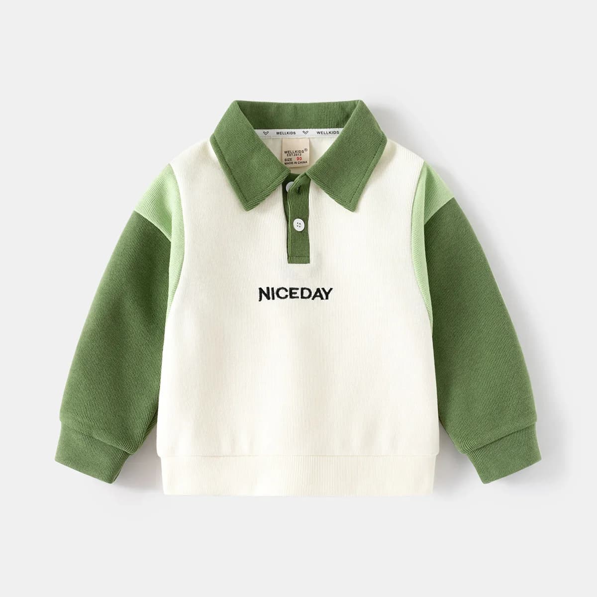 Autumn Baby Boy Cotton Clothes Kid Girls Turn Down Collar Sweatshirts Pullover Children Letter Printed Patchwork Shirt Polo Top