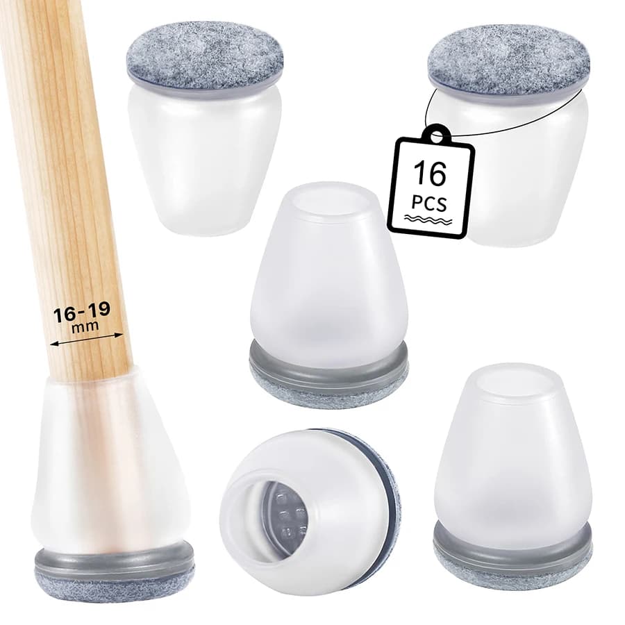 16PCS Chair Foot Cover Diagonal Leg Floor Protectors Gray with Thick Wrap Felt Pads Silicone Furniture Table Feet Protect Floors