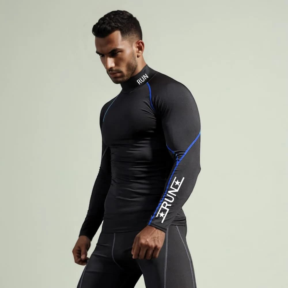 Running T-shirt Men's Fitness Long Sleeved Compression Shirt Jogging Training Top Quick Dry Elastic Gym Clothes