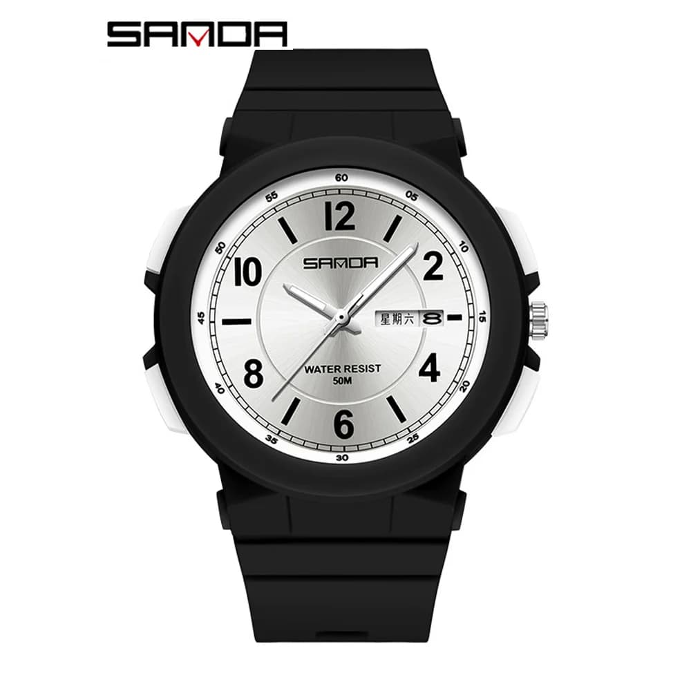 2024 New Fashion Sanda Top Brand Casual Women's Man Unisex Dual Calendar Student Watches Waterproof Quartz Relogio Feminino