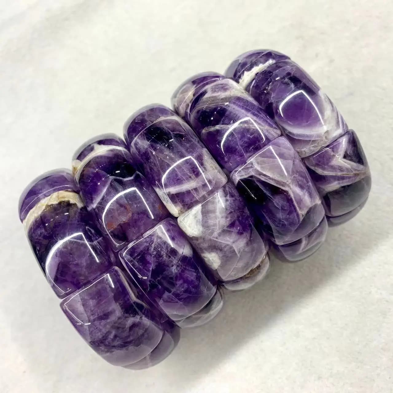 Dream Lace Amethyst Stone Beads Bracelet Natural Gemstone Jewelry Bangle For Women For Gift Birthstone For Aquarius