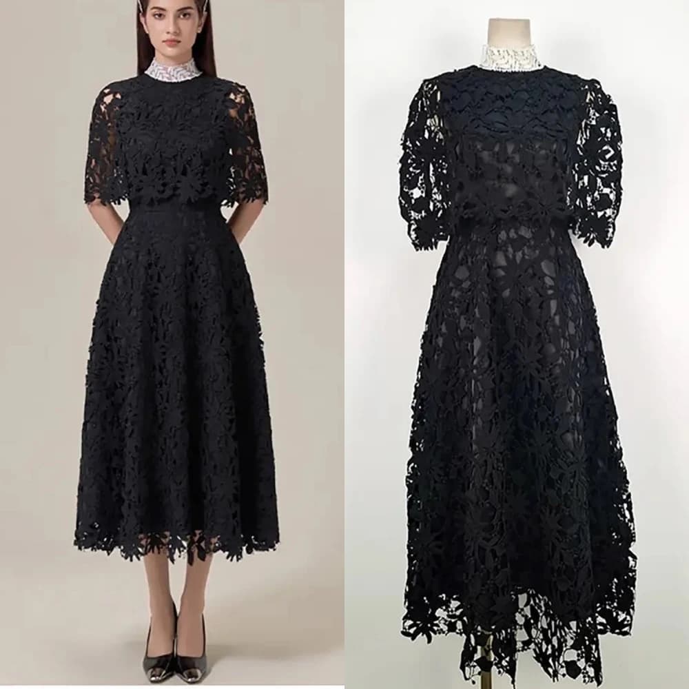 Customized Jiayigong    Lace Draped Homecoming A-line High Collar Bespoke Occasion es Ankle-Length