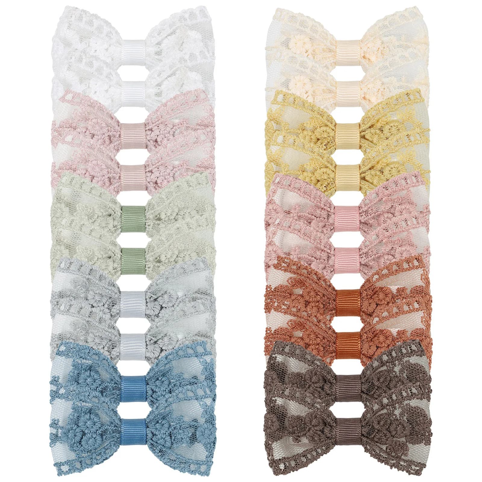 60pc/lot New 2.75" Covered Safe Barrettes for Children Baby Girls Lace Embroidery Hair Clips Hair Bow Hairpins Headwear Kids