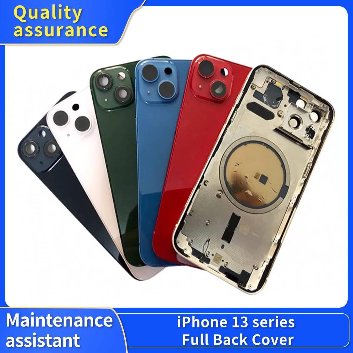 Full Back Cover for iPhone 13 Pro Max, Housing Battery, Middle Chassis Frame, Assembly Door, Rear with Flex Cable