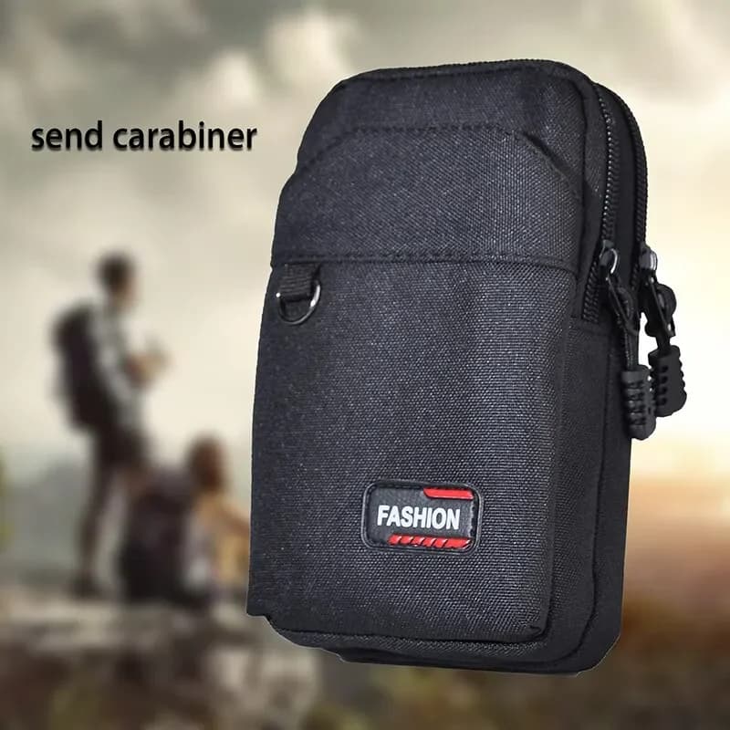 Double Layer Outdoor Waist Men Phone Pouch Camping Hunting Tactical Waist Bag Black Outdoor Tactical Bag