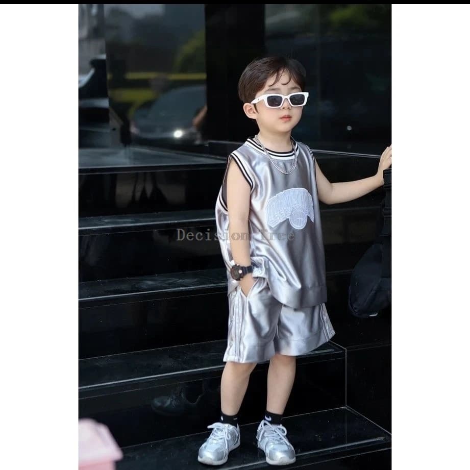 2024 boys american sports basketball uniform set summer mid to large tank top shorts two piece set classic children tracksuit
