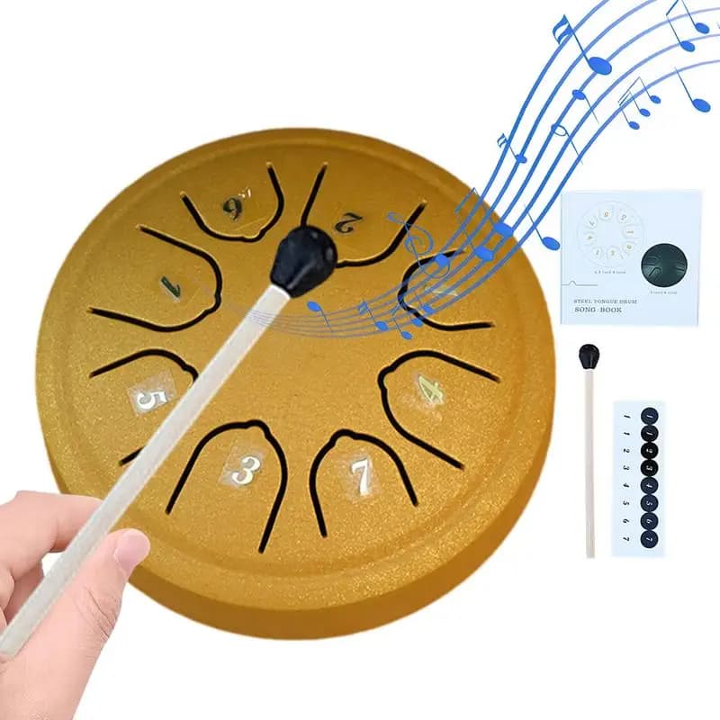4.5 Inch 8 Notes Music Drum Steel Tongue Drum Glucophone C Tone Music Drum Ethereal Drum Percussion Musical Instruments