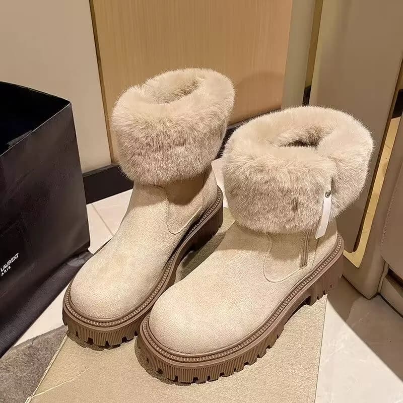 Thick-Soled Snow Boots 2025 Winter New Fleece Warm Non-Slip Personality Retro Casual Ankle Boots