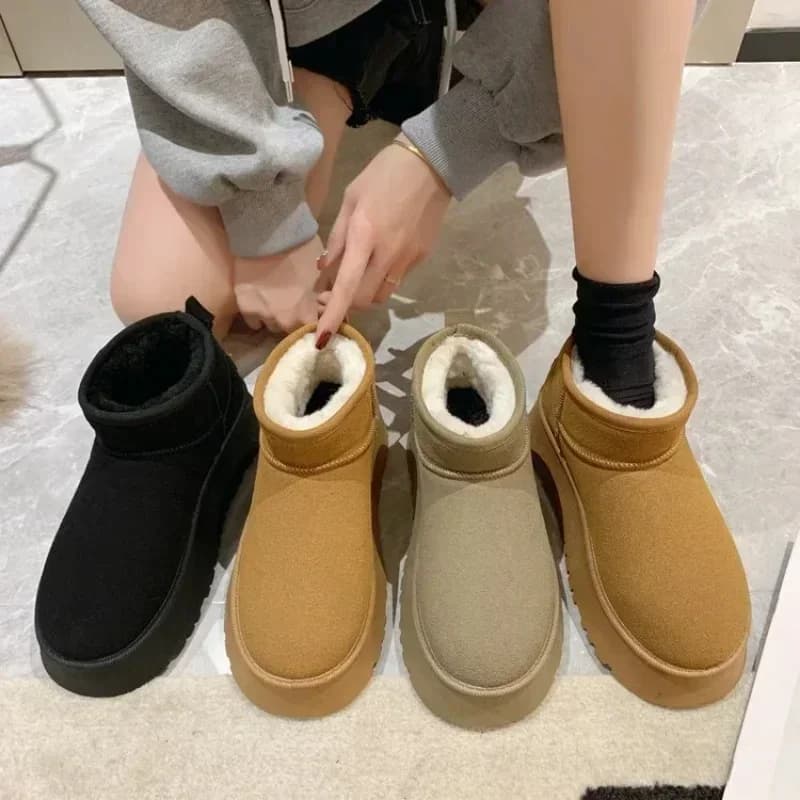 New Classic Thickened Fluff Women's Snow Boots Comfortable Warm Ankle Boots Women Winter Ladies Shoes Chunky Snow Boots