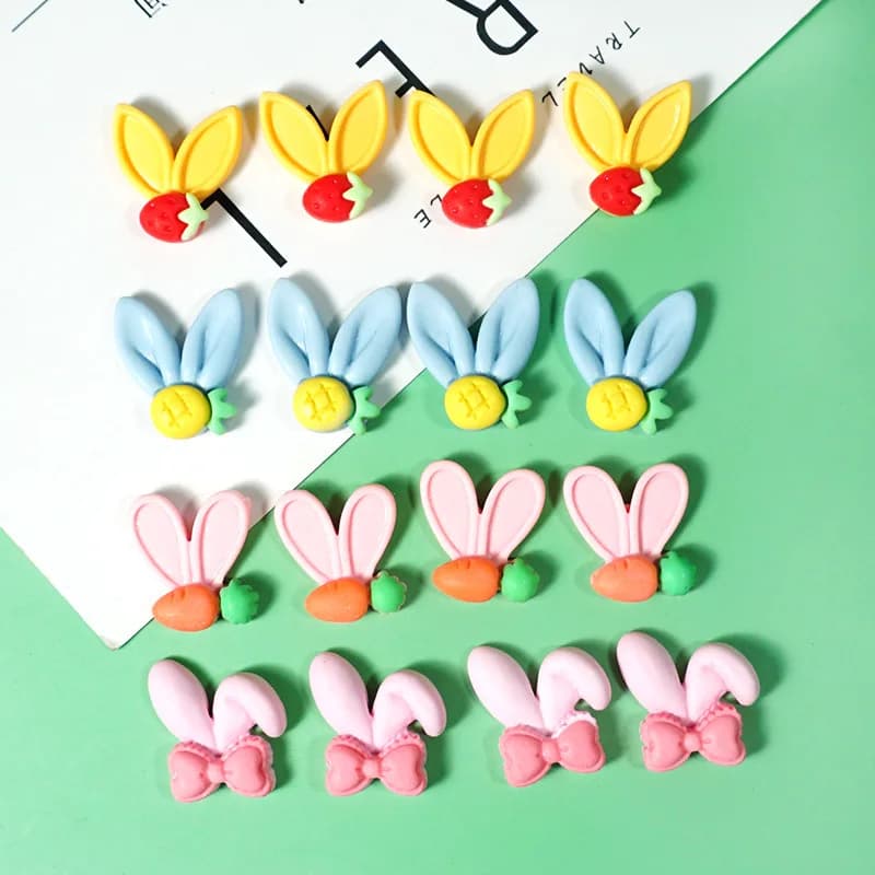 Best Fruit Rabbit ears Resin accessories diy cream glue phone case filling material Hair accessories blessing bag