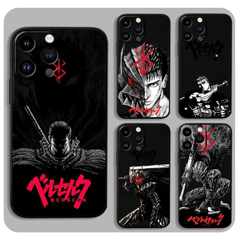 Berserk Anime For Apple iPhone 15 14 13 12 Mini 11 XS XR X 8 7 Pro Max Plus Soft Silicone Black Phone Case