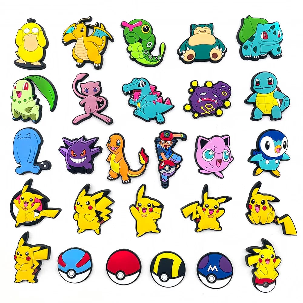 Aoger 27kinds of Pokemon Shoe Charms for Clogs Sandals Decoration Shoe Accessories Charms