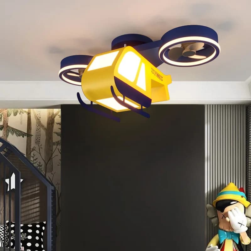 Acrylic Cartoon Helicopter Design Ceiling Fan Lamp Led Lampara Techo Abajur Para Quarto For Children's Room Light Lampe