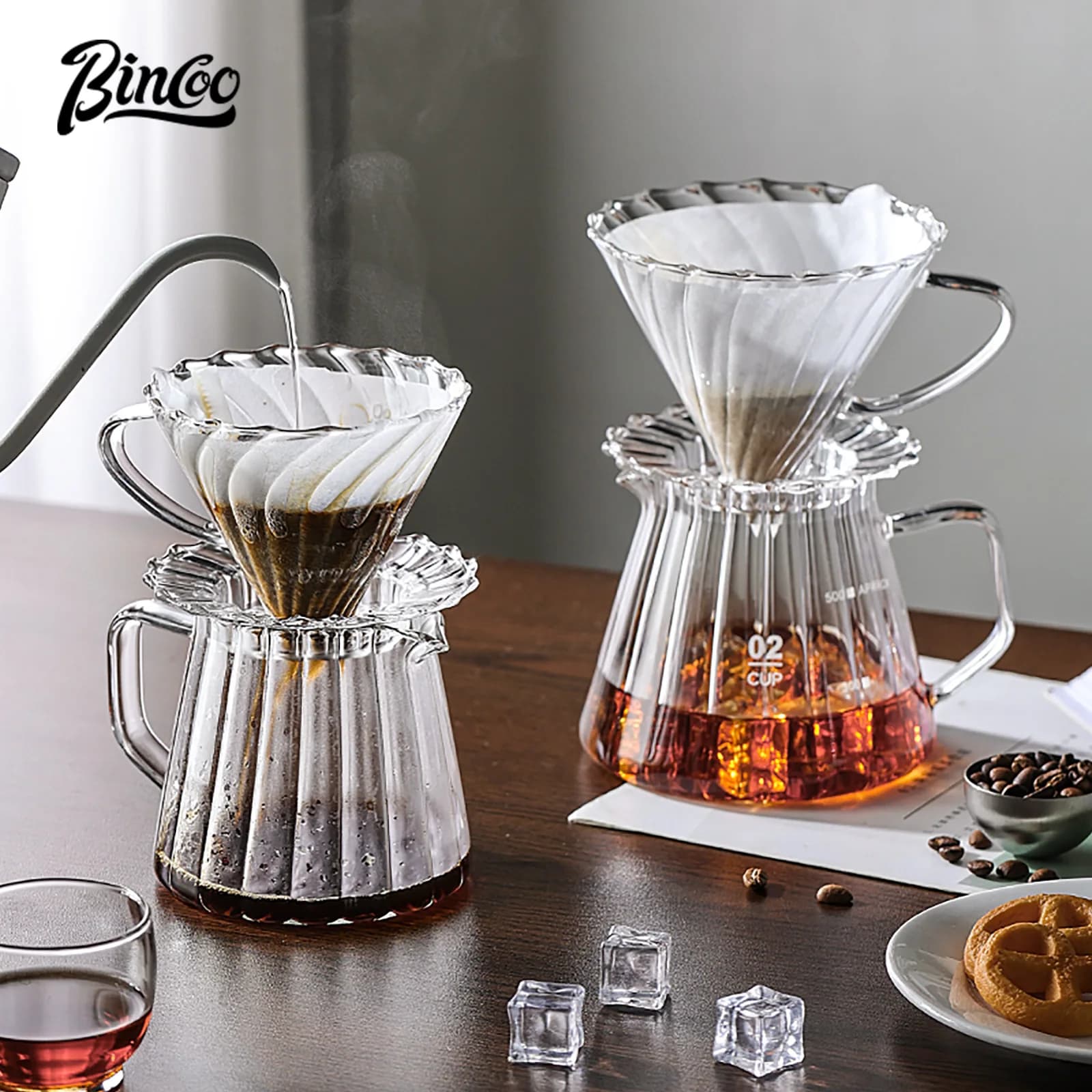 Bincoo Hand Brewed Coffee Pot Glass Filter Cup Sharing Pot Hand Brewed Coffee Set Home Coffee Brewing Pot