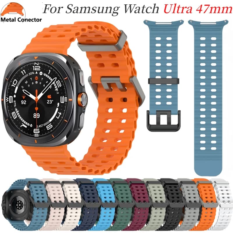 Official Ocean Silicone Strap For Samsung Galaxy Watch Ultra 47mm Ocean Bracelet Band For Galaxy Watch Ultra Correa Accessory